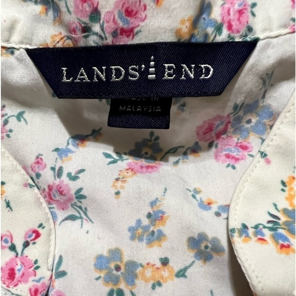 Lands' End Floral Button Down Shirt - Cream, Pink, Yellow - Picture 8 of 8